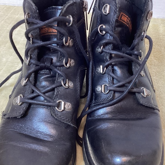 HARLEY DAVIDSON BLACKK LEATHER MOTORCYCLE BIKE BOOTS - Picture 11 of 16